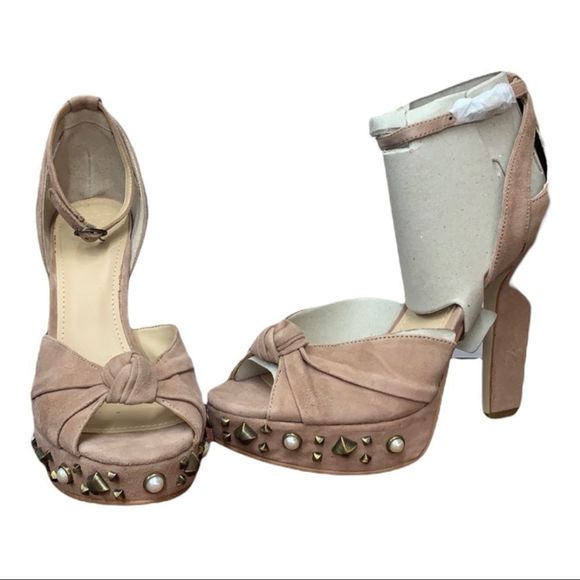 Guess Shoes - Guess Kenzie Suede Light Pink Heels Sandals NIB